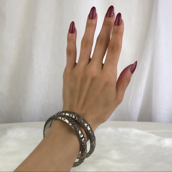 Forever 21 Jewelry - 🌻Silver Tone Tiger Stripe Rhinestone Bracelets